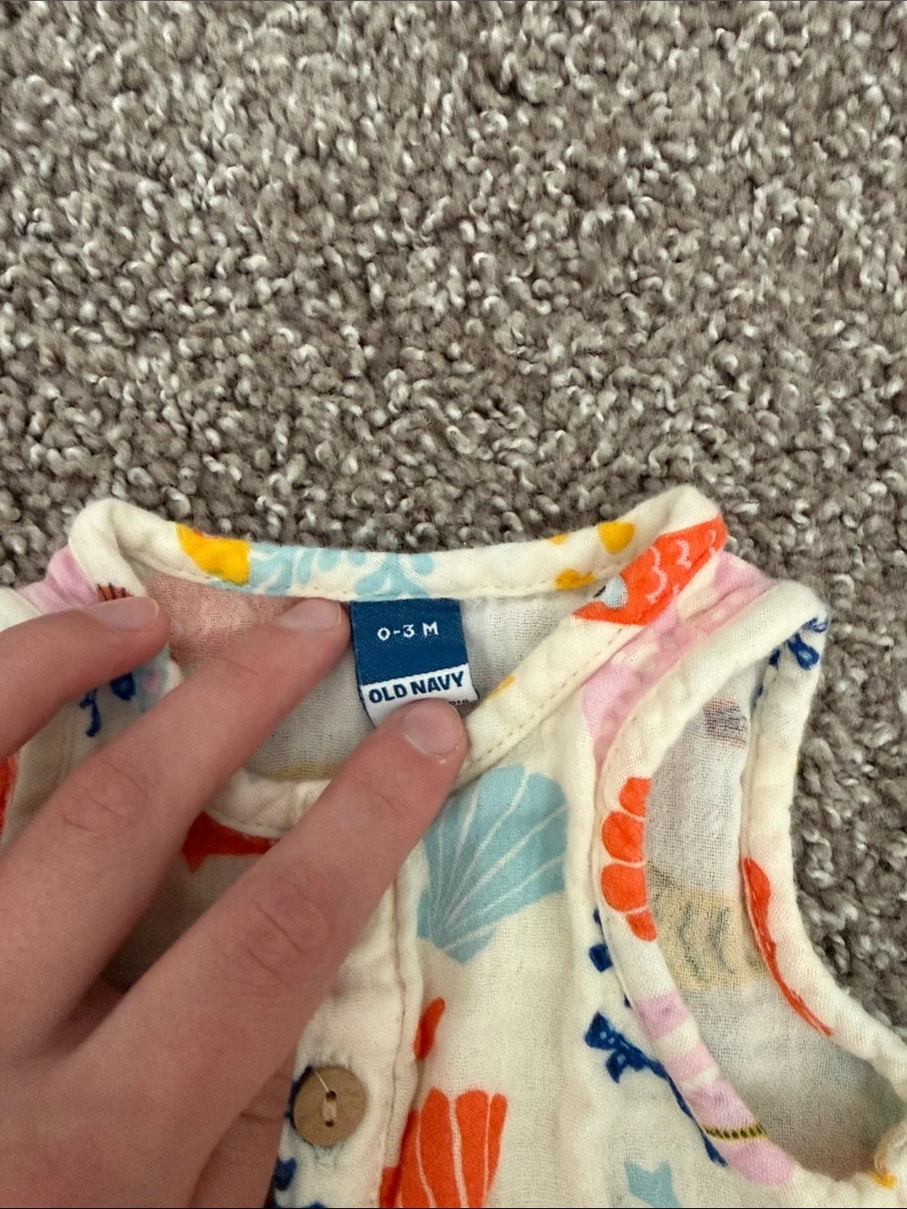 Baby Ocean Print Button Romper old navy